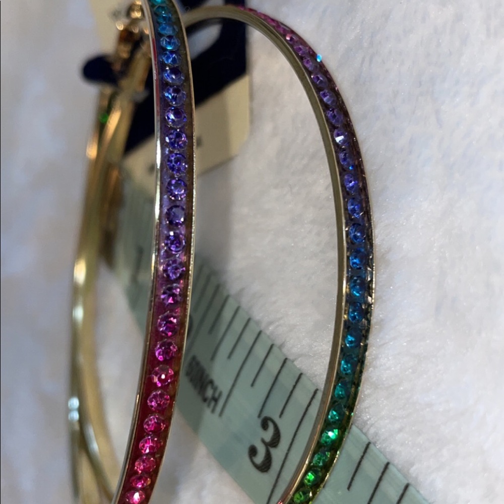 Rainbow sparkly hoop earrings🌈✨